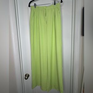 WeWoreWhat Women’s Lime Green Wide Leg Pleated Front Trouser Pant, Sz 6